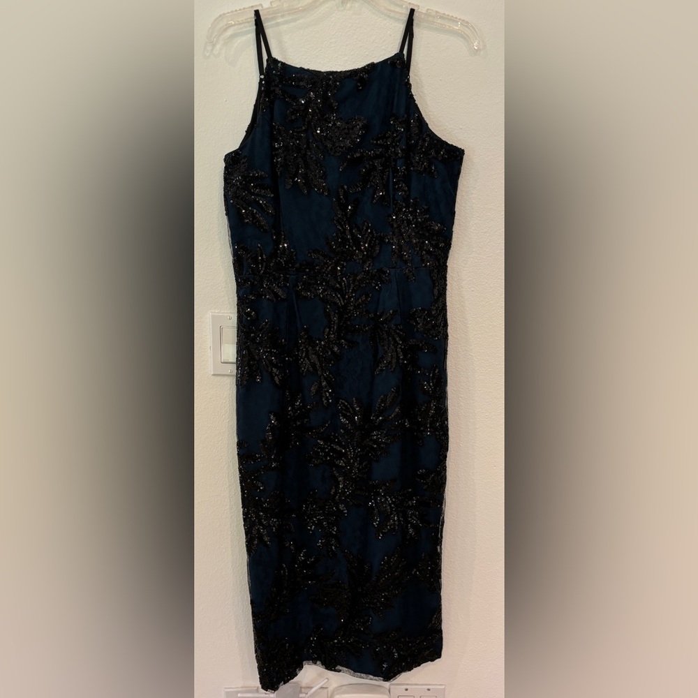 Stunning Blue All Over Sequin Midi Dress - by Dress The Population